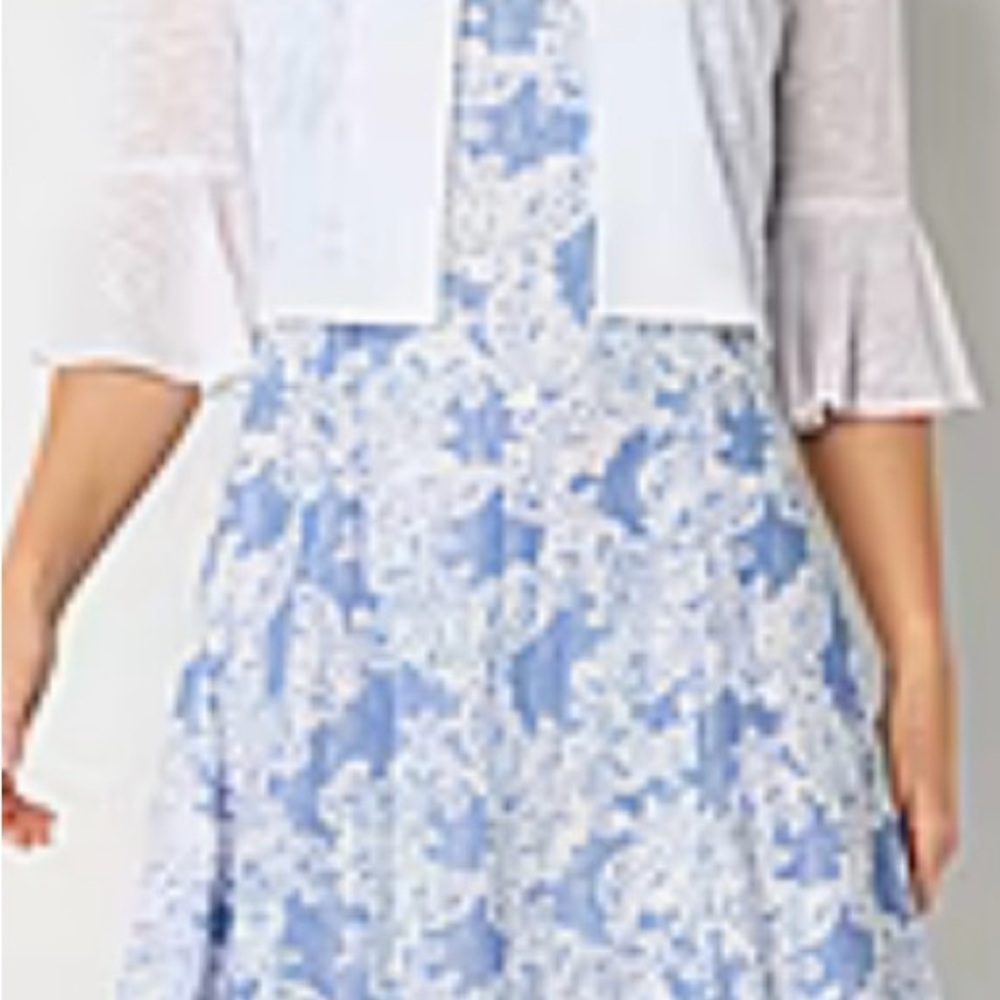 Perceptions Blue and White Midi Skirt Casual Resort Wear